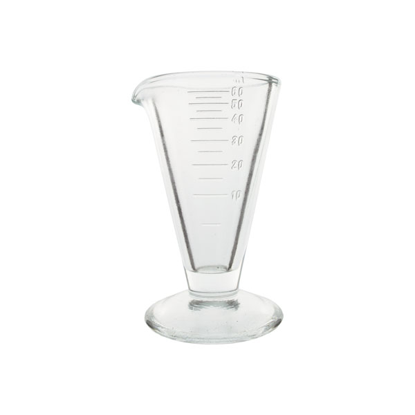 Brocca conica graduata in vetro spesso