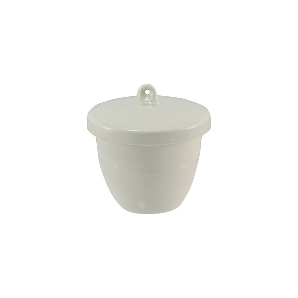 Crogiolo in porcellana forma media con coperchio Basic Line
